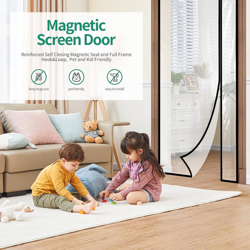 Sunmoxia Transparent Insulated Door Curtain, Reversible Left or Right Side Opening Insulated Door Screen Auto Closer Screen Door for Kitchen, Bedroom, Air Conditioner Room, Fits Door up to 38" x 84" - Image 4